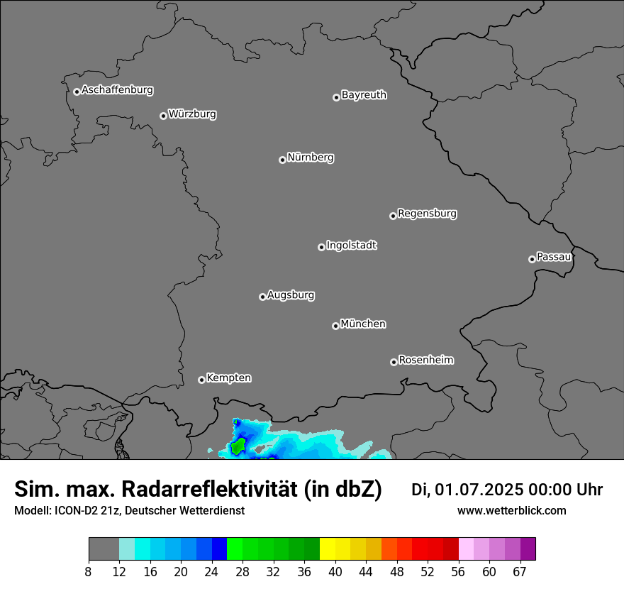 Modellkarten Simuliertes Radarbild