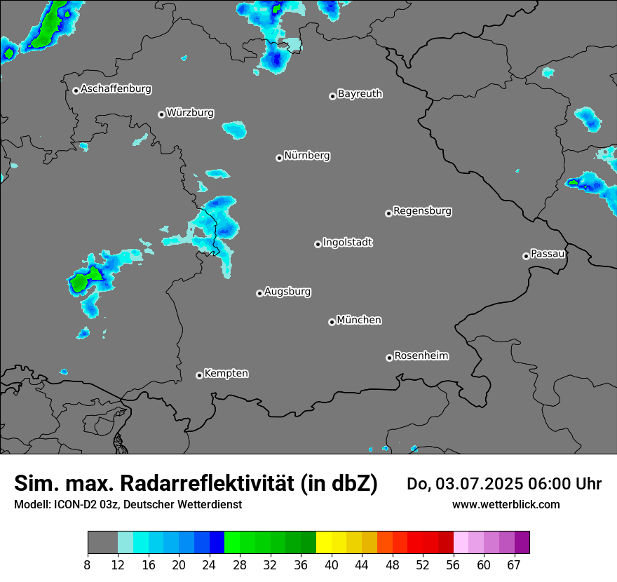 Modellkarten Simuliertes Radarbild
