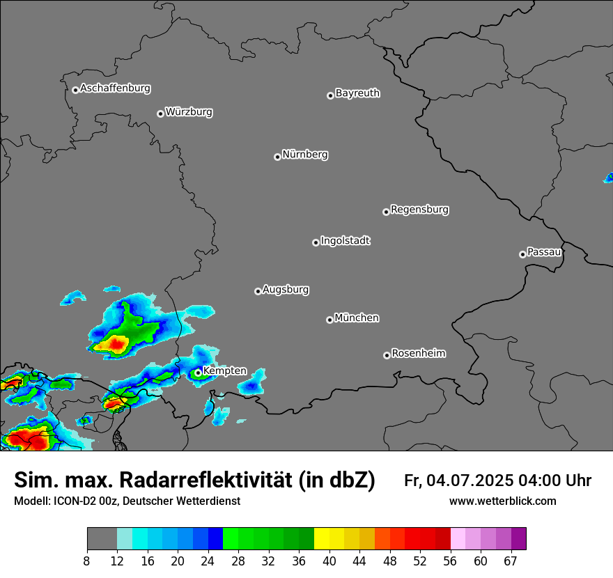 Modellkarten Simuliertes Radarbild