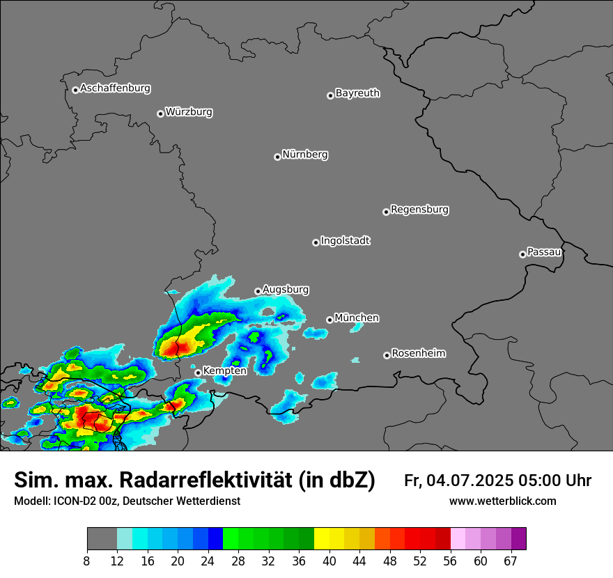 Modellkarten Simuliertes Radarbild
