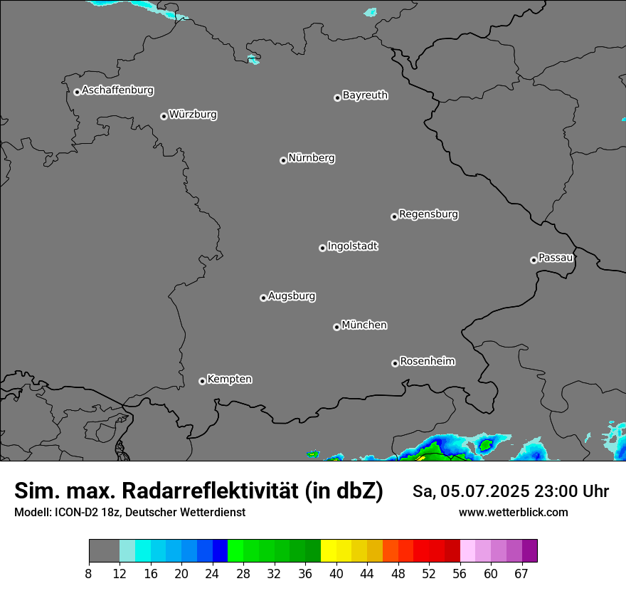 Modellkarten Simuliertes Radarbild