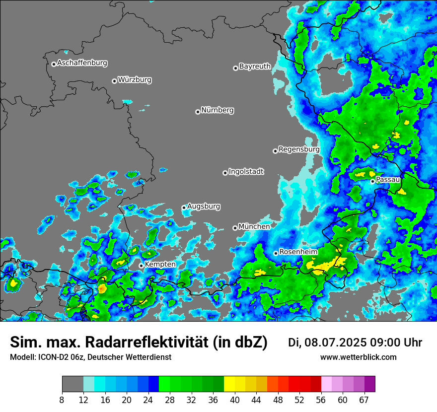 Modellkarten Simuliertes Radarbild