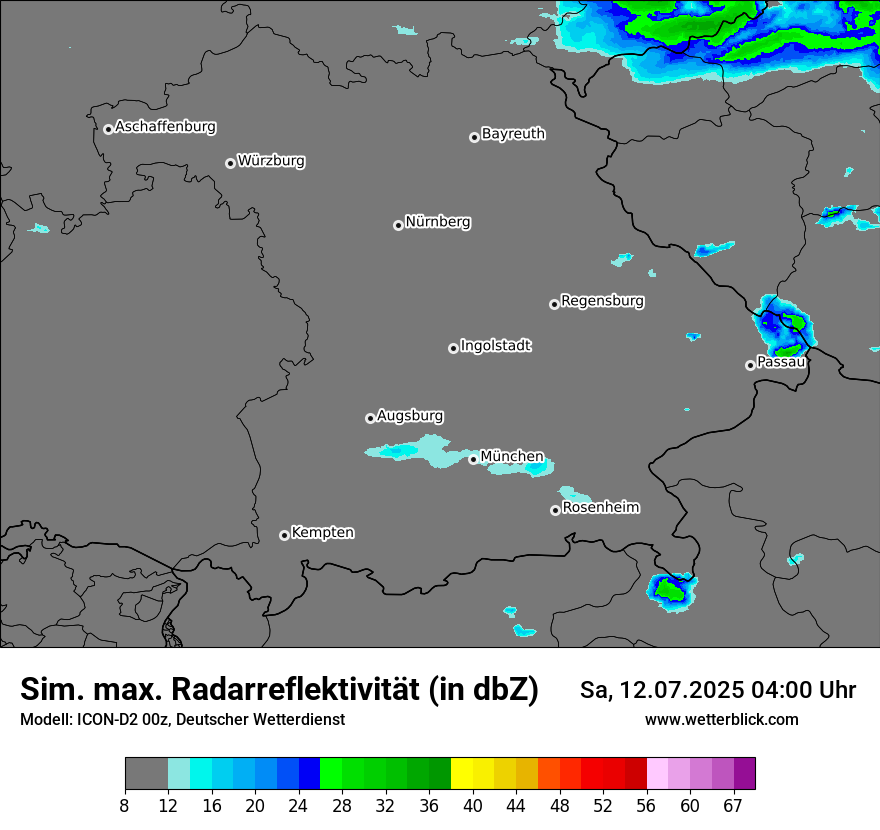 Modellkarten Simuliertes Radarbild