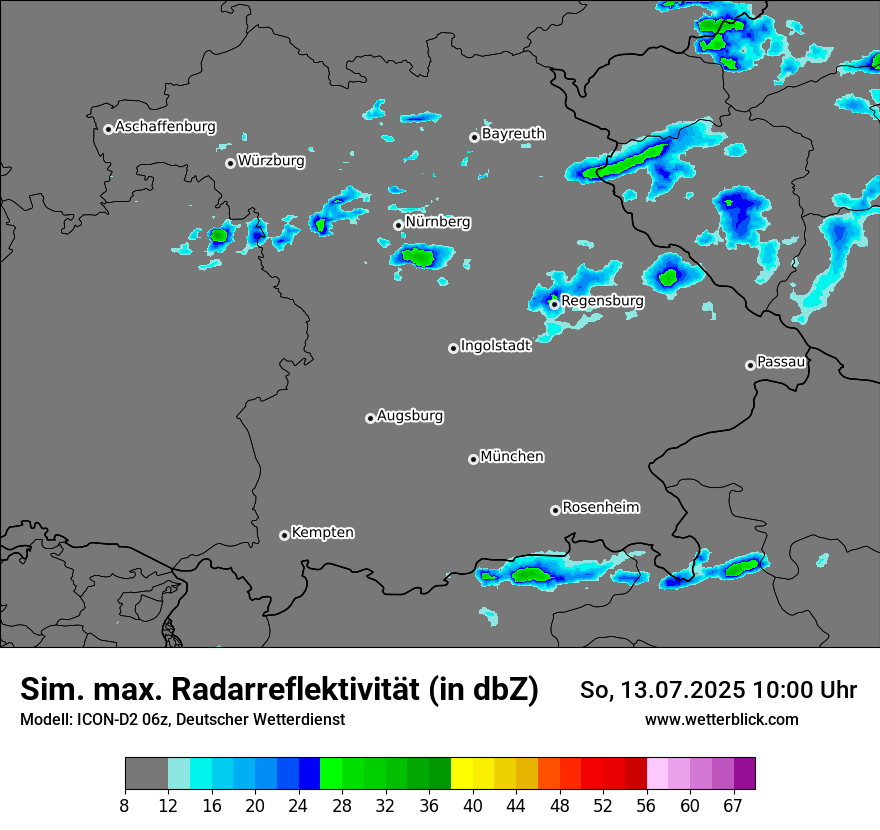 Modellkarten Simuliertes Radarbild