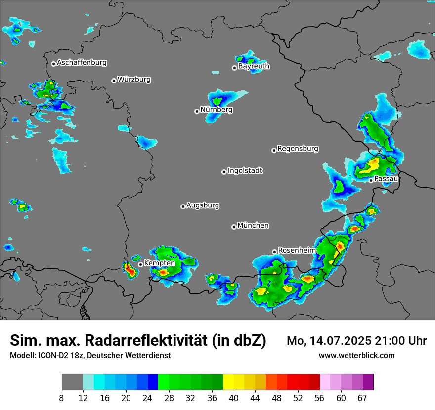 Modellkarten Simuliertes Radarbild