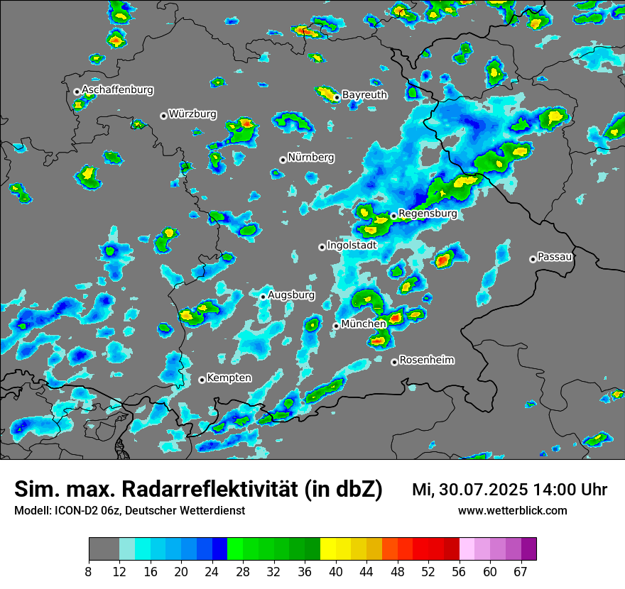Modellkarten Simuliertes Radarbild