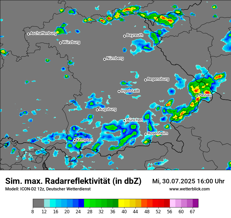Modellkarten Simuliertes Radarbild