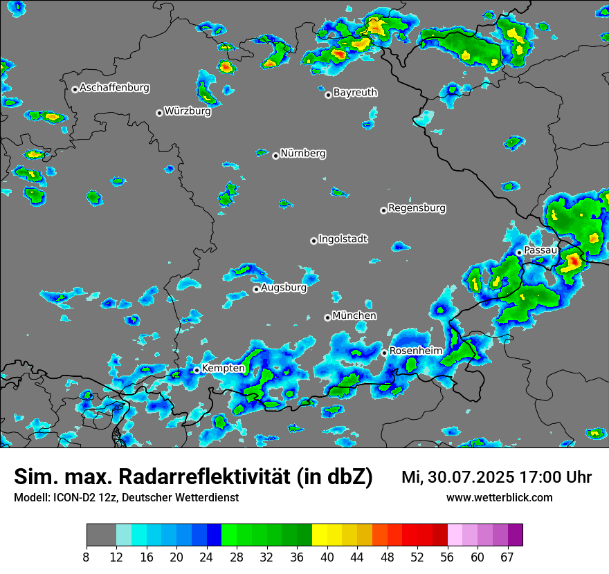 Modellkarten Simuliertes Radarbild