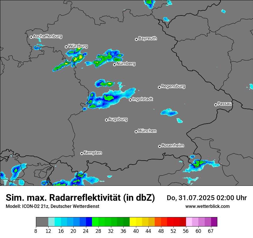 Modellkarten Simuliertes Radarbild