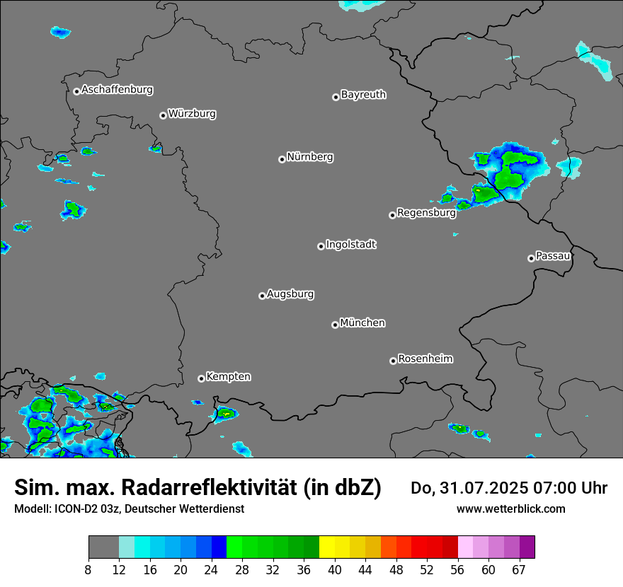 Modellkarten Simuliertes Radarbild