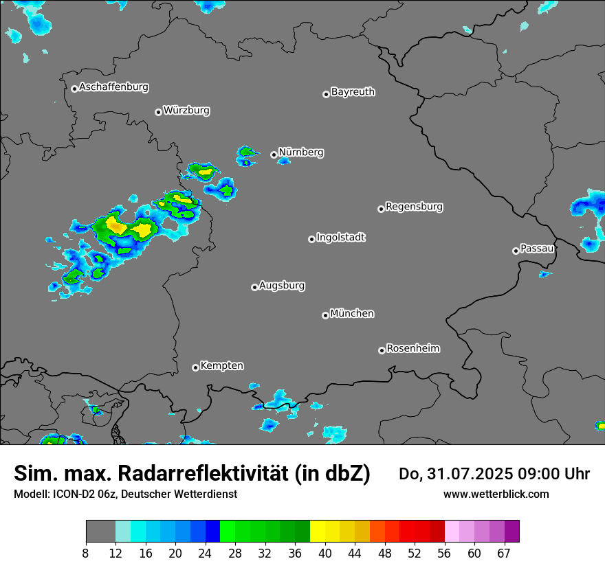 Modellkarten Simuliertes Radarbild