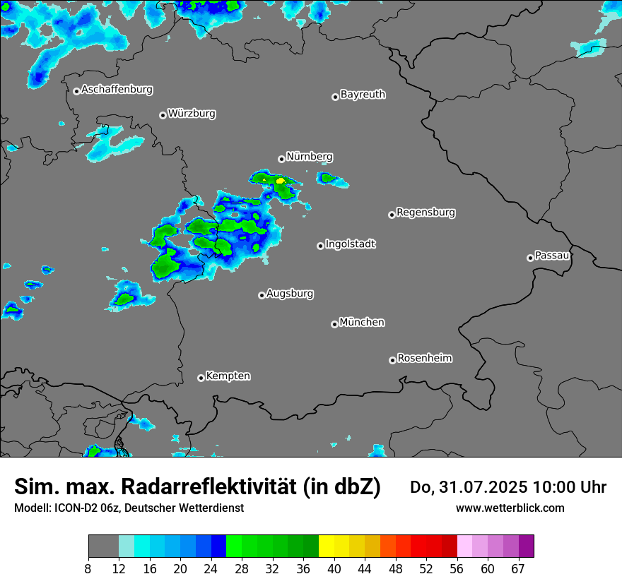 Modellkarten Simuliertes Radarbild