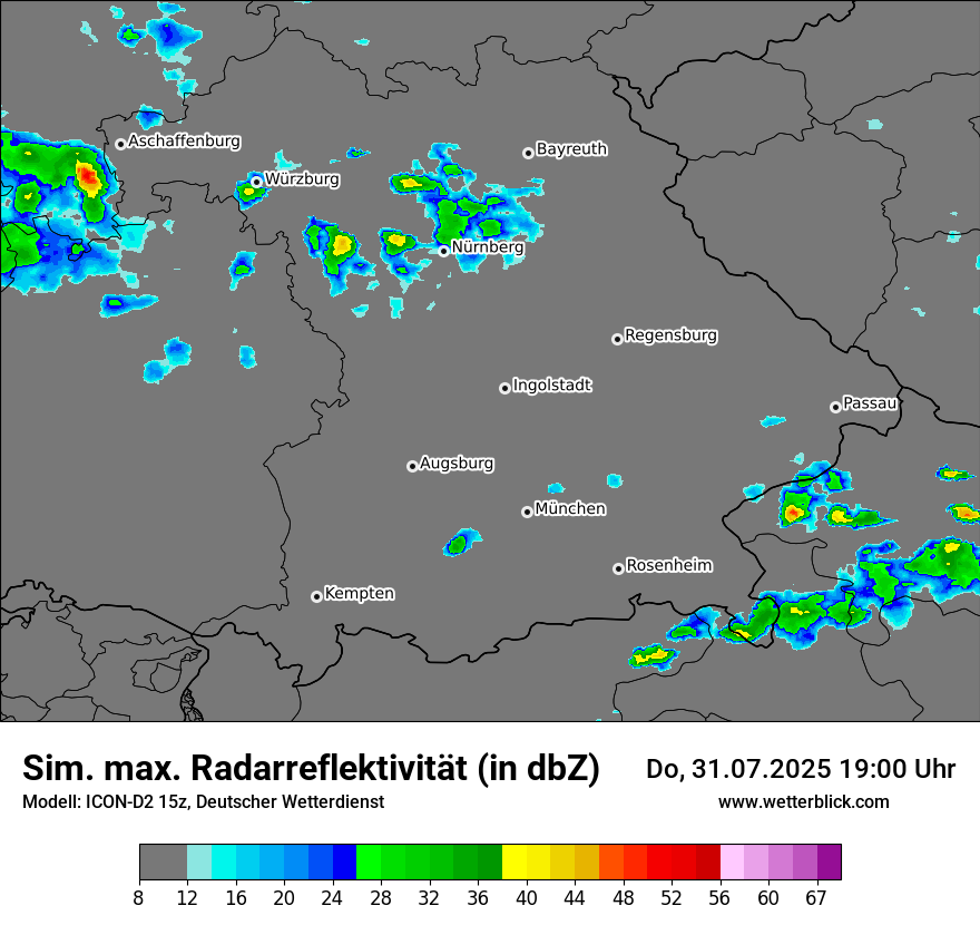 Modellkarten Simuliertes Radarbild