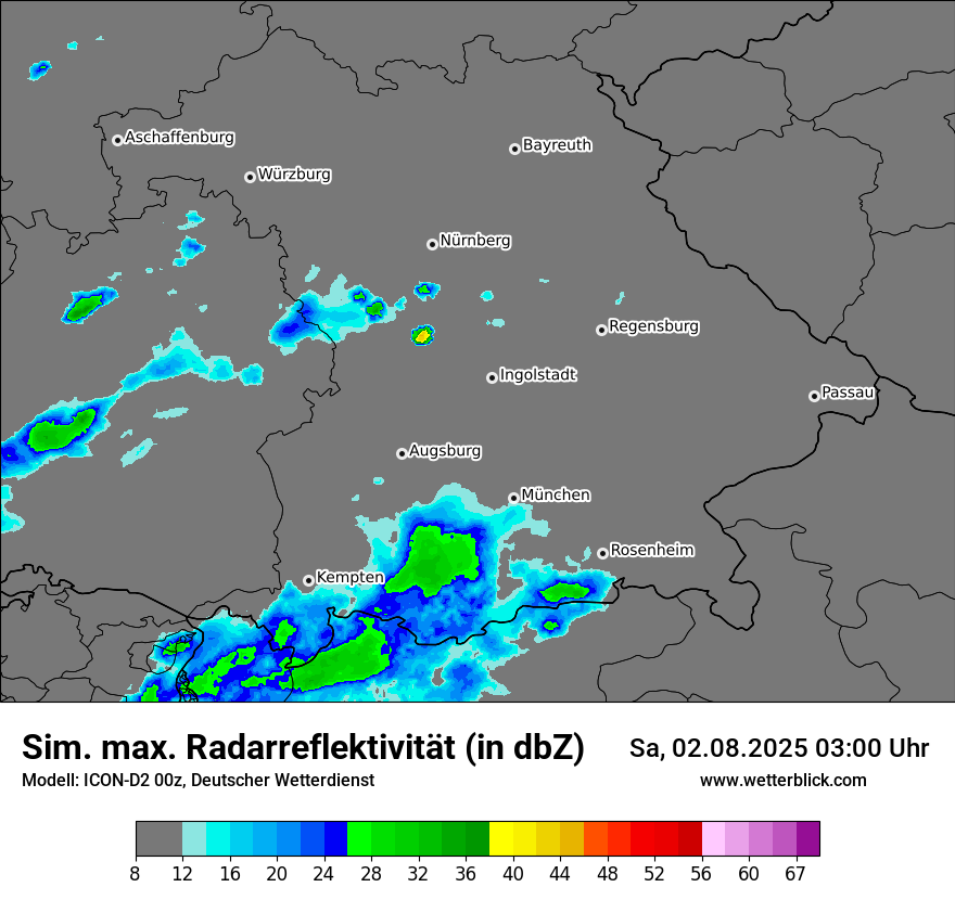 Modellkarten Simuliertes Radarbild