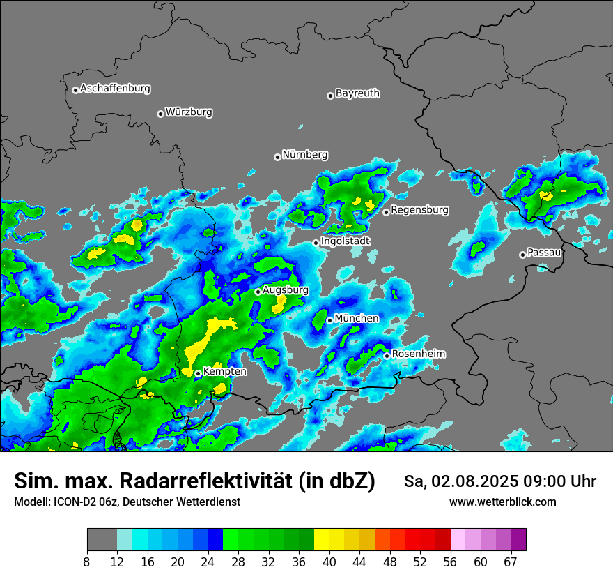 Modellkarten Simuliertes Radarbild