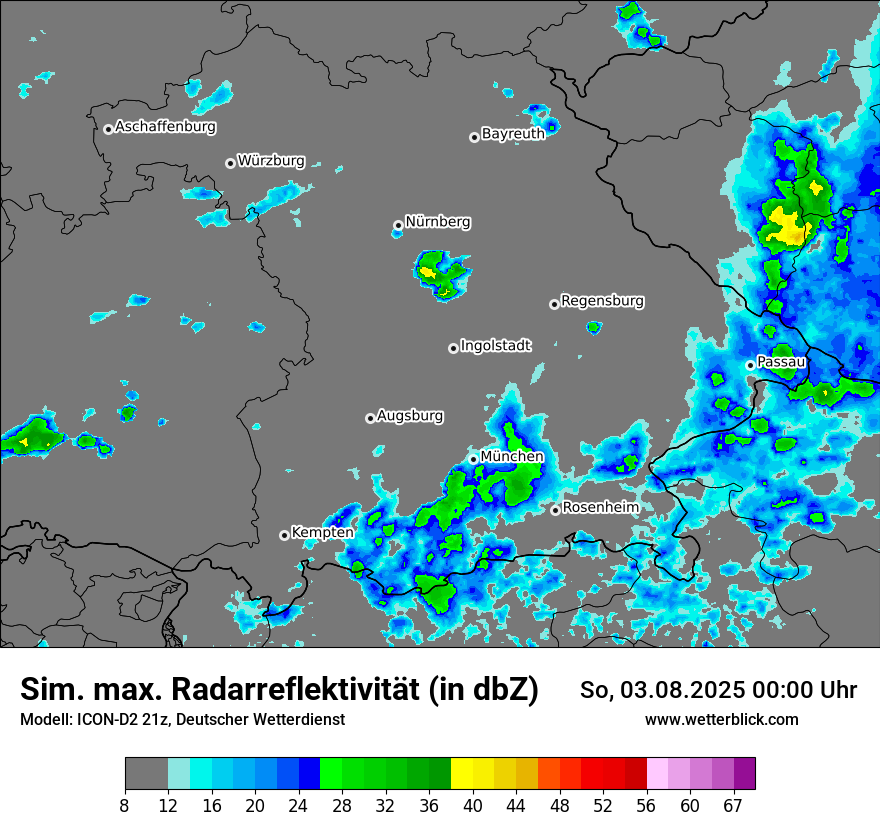Modellkarten Simuliertes Radarbild