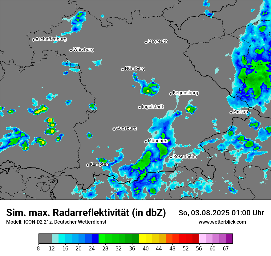 Modellkarten Simuliertes Radarbild