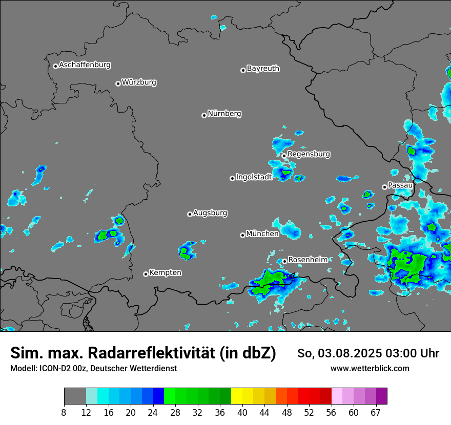 Modellkarten Simuliertes Radarbild