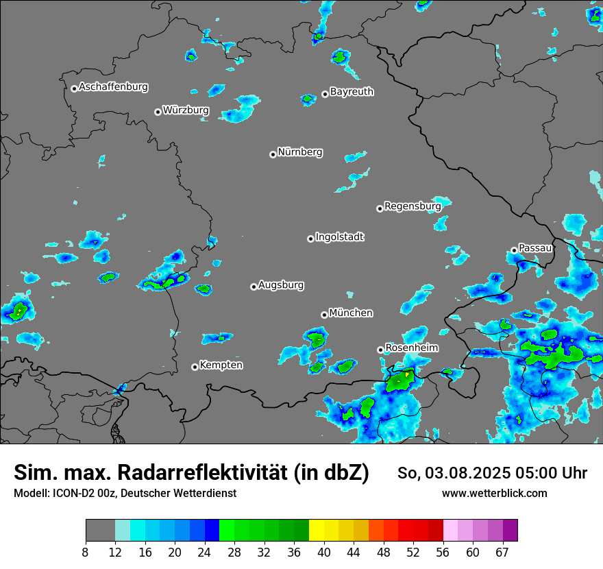 Modellkarten Simuliertes Radarbild