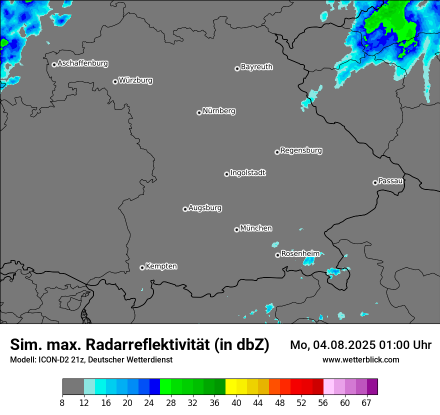 Modellkarten Simuliertes Radarbild