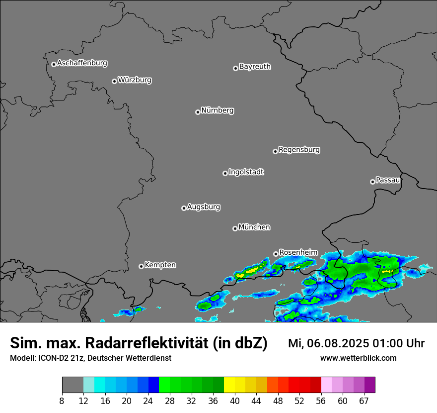 Modellkarten Simuliertes Radarbild