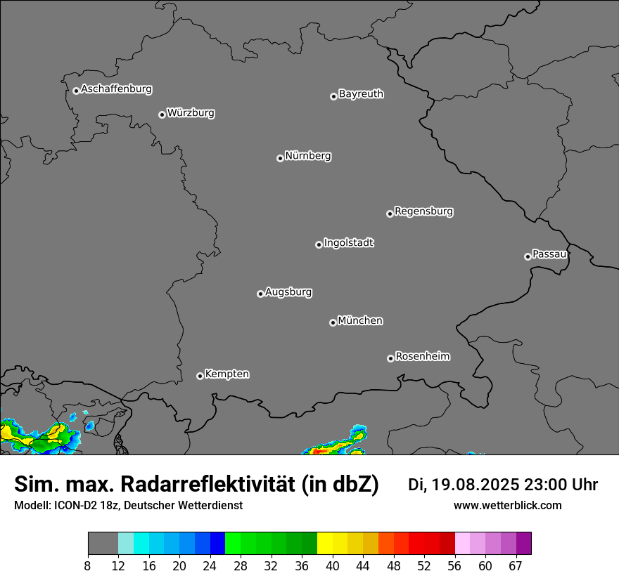 Modellkarten Simuliertes Radarbild