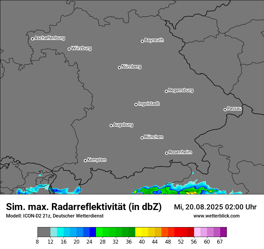 Modellkarten Simuliertes Radarbild