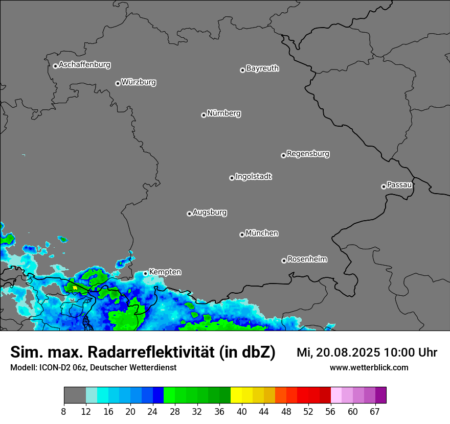 Modellkarten Simuliertes Radarbild