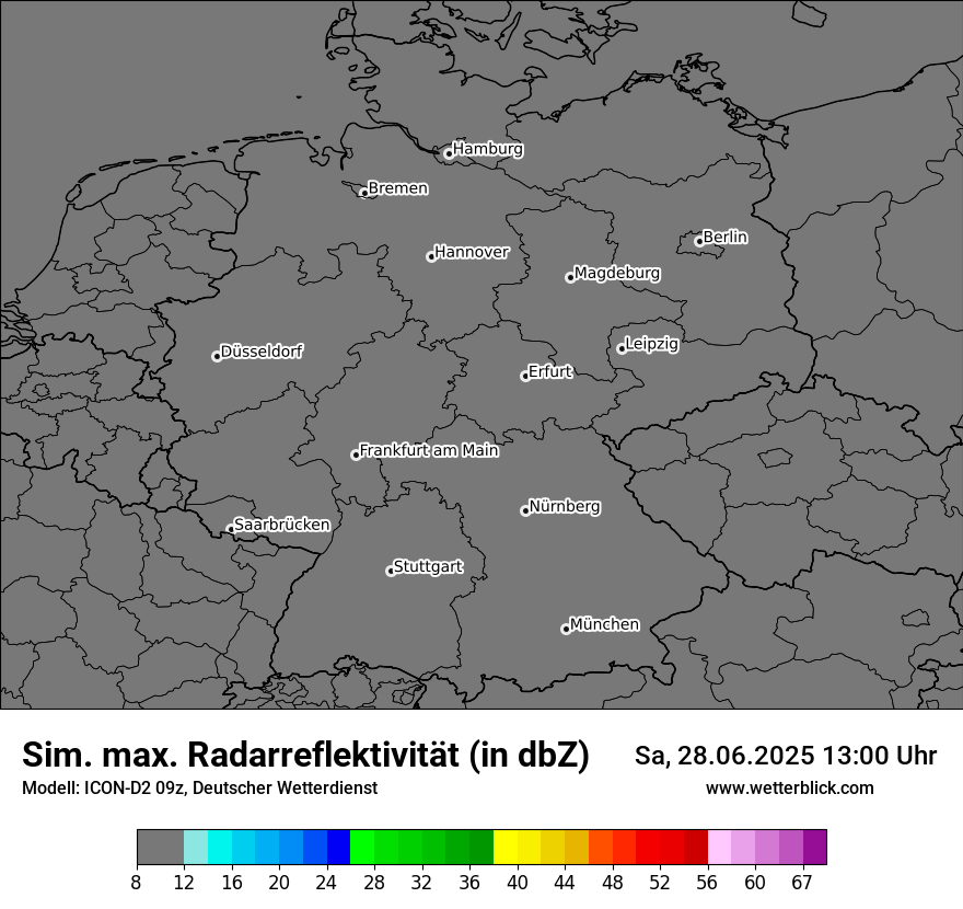Modellkarten Simuliertes Radarbild in Deutschland
