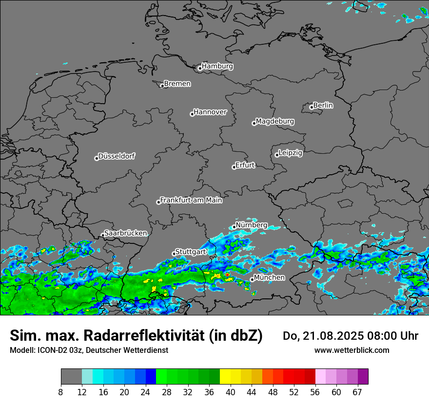 Modellkarten Simuliertes Radarbild in Deutschland