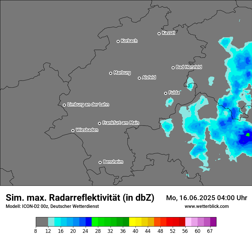 Modellkarten Simuliertes Radarbild
