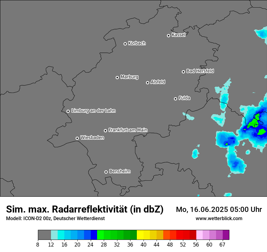 Modellkarten Simuliertes Radarbild