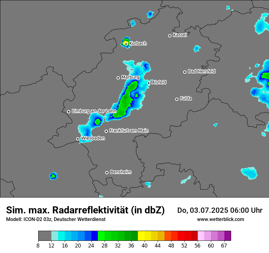Modellkarten Simuliertes Radarbild