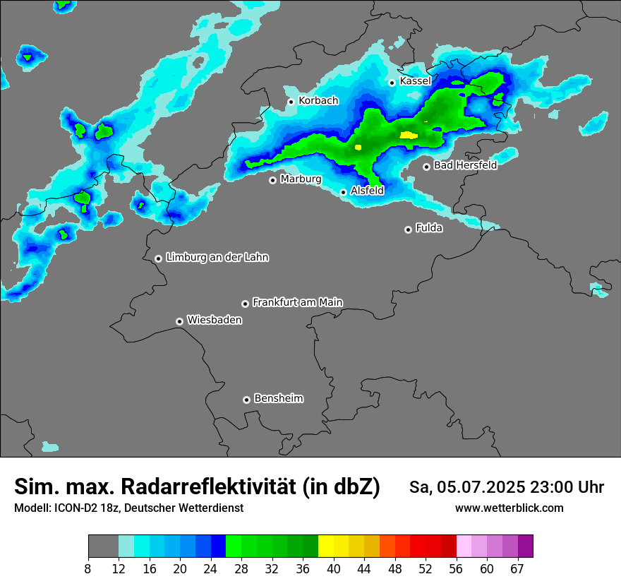 Modellkarten Simuliertes Radarbild