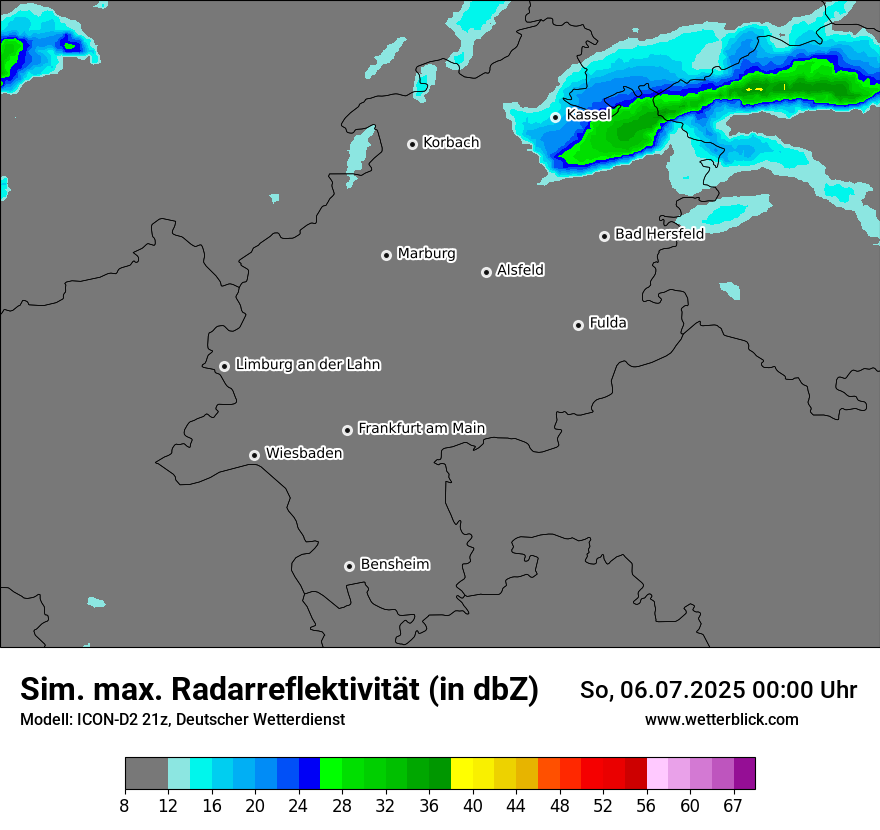 Modellkarten Simuliertes Radarbild