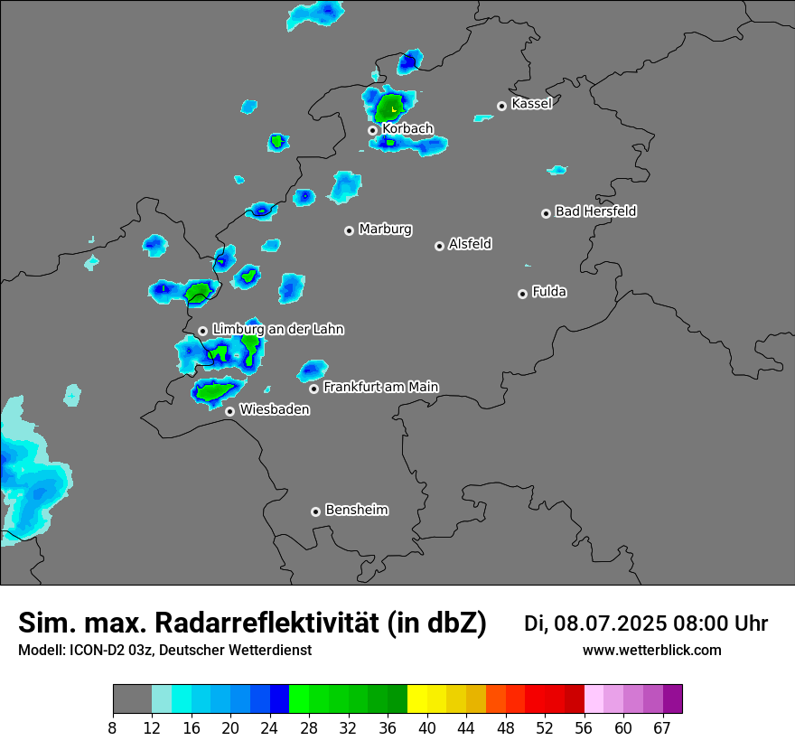 Modellkarten Simuliertes Radarbild