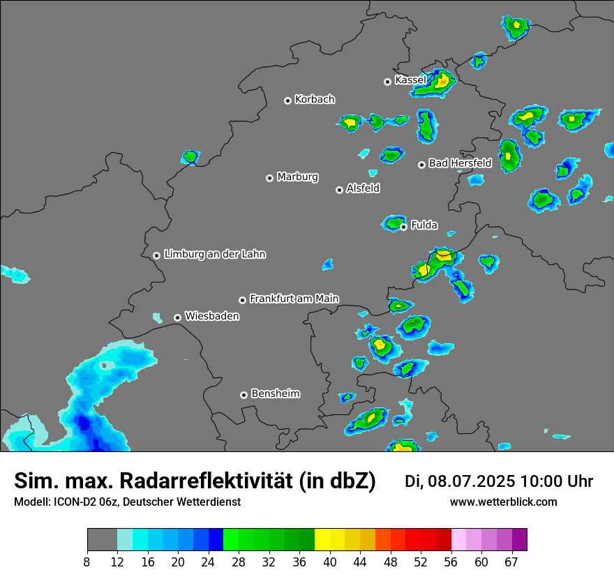 Modellkarten Simuliertes Radarbild