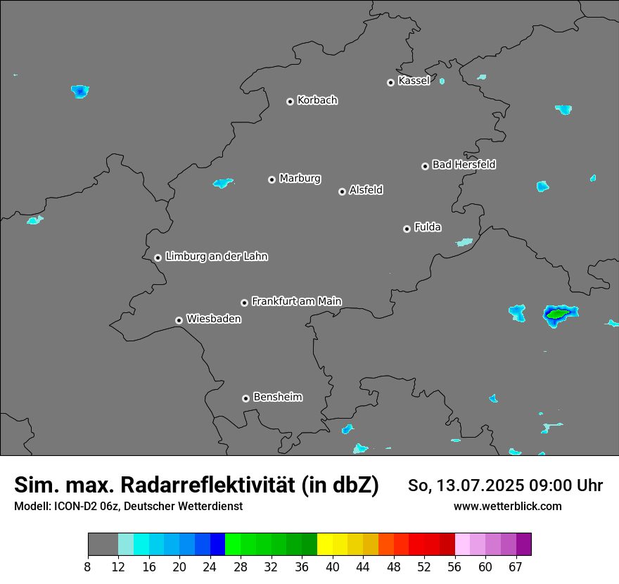 Modellkarten Simuliertes Radarbild