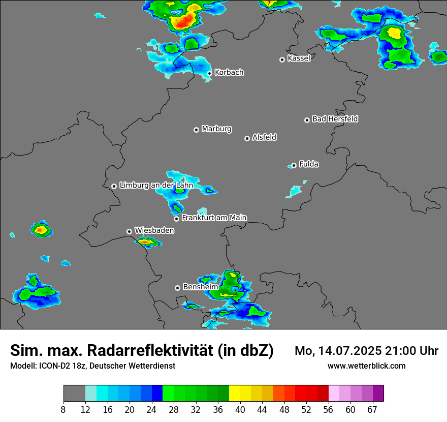 Modellkarten Simuliertes Radarbild