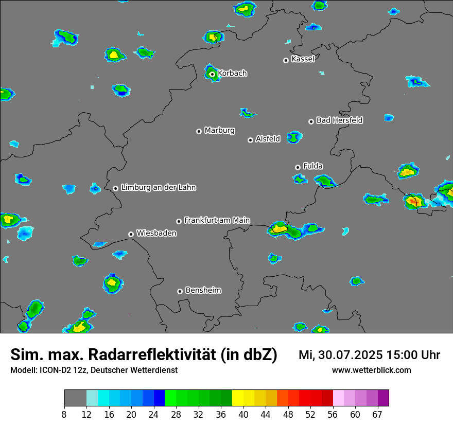 Modellkarten Simuliertes Radarbild