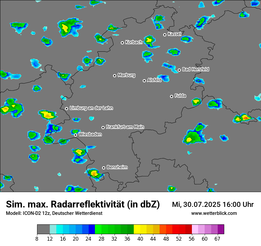 Modellkarten Simuliertes Radarbild