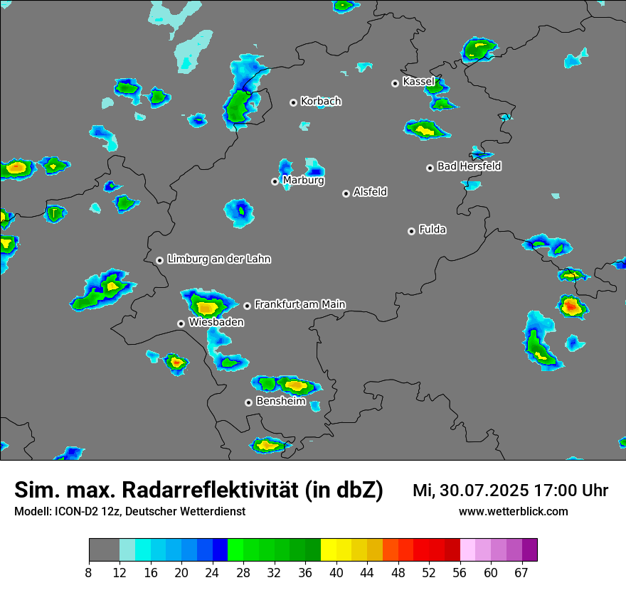 Modellkarten Simuliertes Radarbild