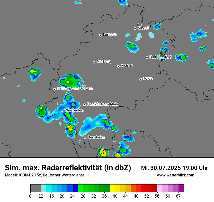 Modellkarten Simuliertes Radarbild