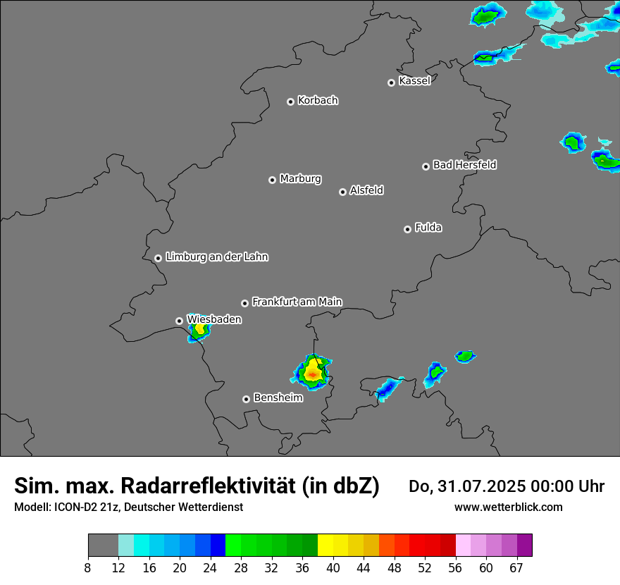 Modellkarten Simuliertes Radarbild