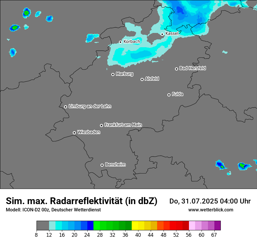 Modellkarten Simuliertes Radarbild