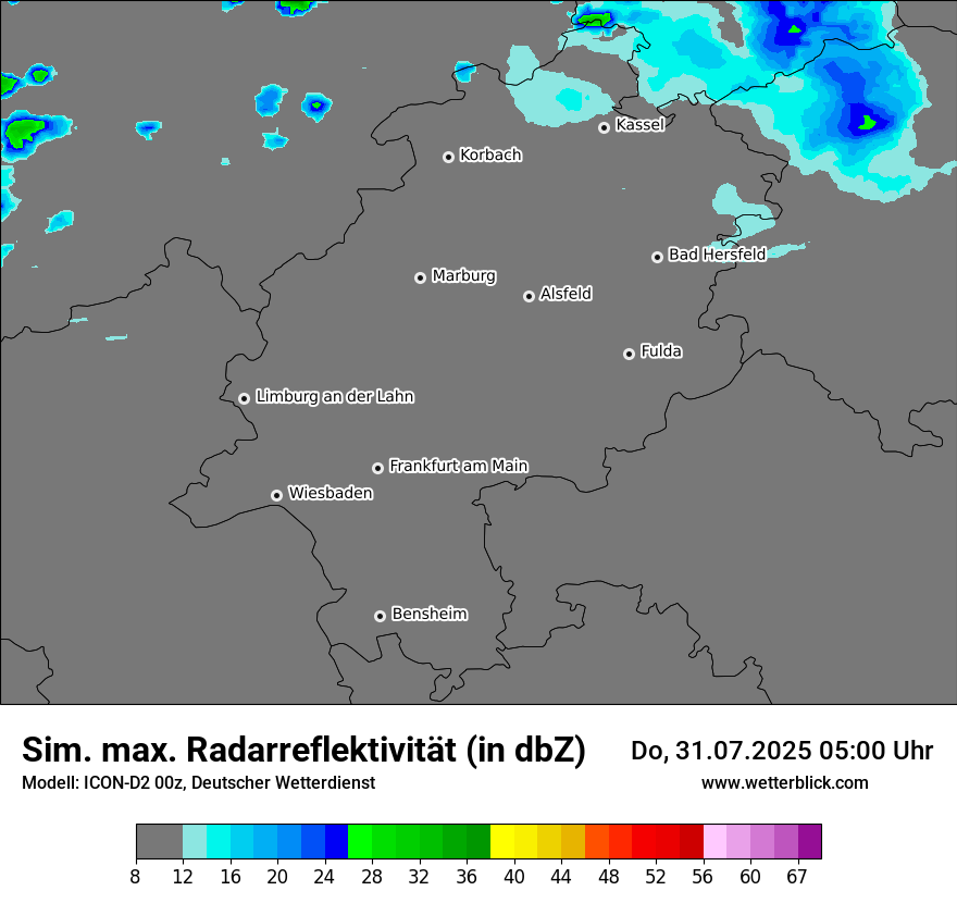 Modellkarten Simuliertes Radarbild