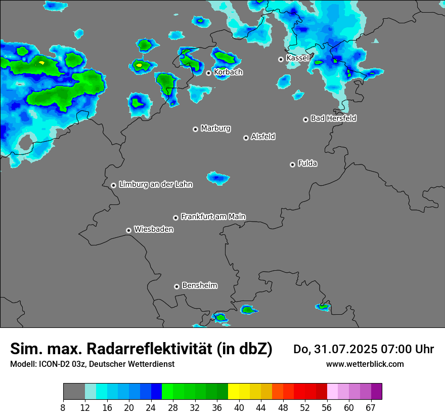 Modellkarten Simuliertes Radarbild
