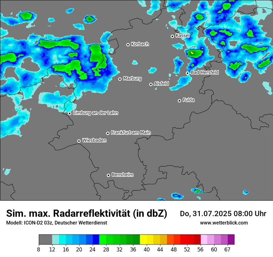 Modellkarten Simuliertes Radarbild