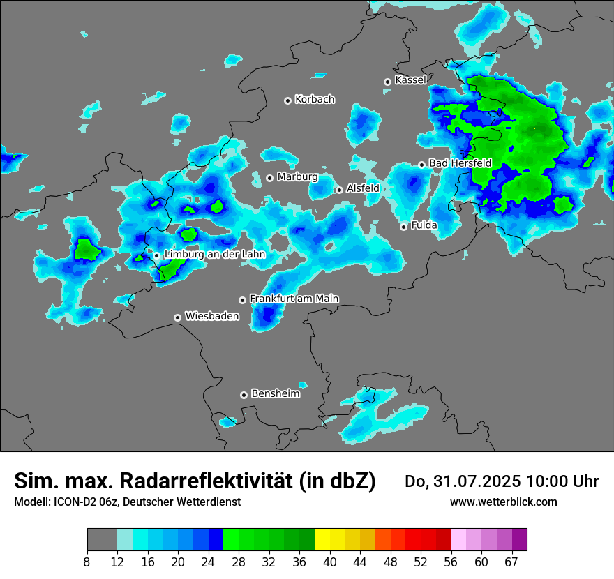 Modellkarten Simuliertes Radarbild