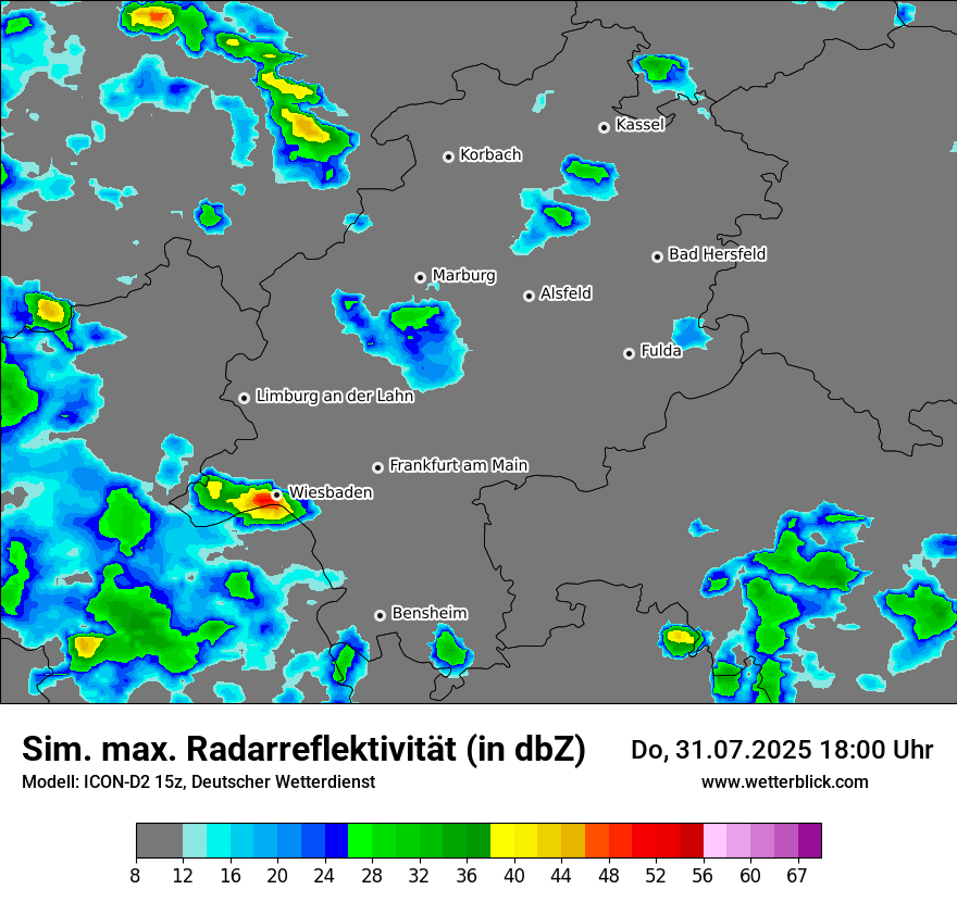 Modellkarten Simuliertes Radarbild